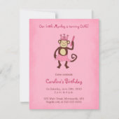Monkey Princess 1st Birthday Invitation Kaart (Voorkant)