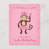 Monkey Princess 1st Birthday Uitnodiging Briefkaart (Voorkant)