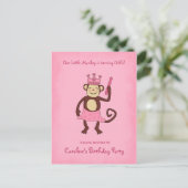 Monkey Princess 1st Birthday Uitnodiging Briefkaart (Staand voorkant)