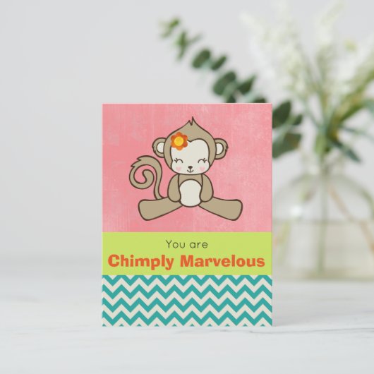 Monkey Pun Funny Schattige Kawaii Briefkaart (Staand voorkant)