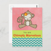 Monkey Pun Funny Schattige Kawaii Briefkaart (Voorkant / Achterkant)