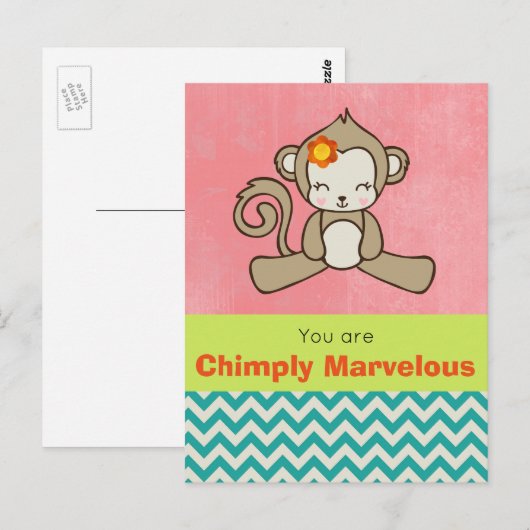 Monkey Pun Funny Schattige Kawaii Briefkaart (Voorkant / Achterkant)