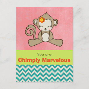 Monkey Pun Funny Schattige Kawaii Briefkaart
