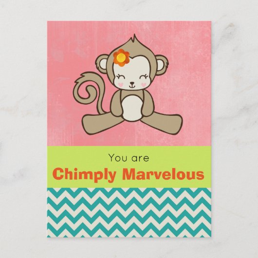 Monkey Pun Funny Schattige Kawaii Briefkaart (Voorkant)