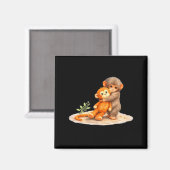 Monkey Punch Baby Aap houdt knuffel Magneet (Voorkant / Achterkant)