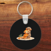 Monkey Punch Baby Aap houdt knuffel Sleutelhanger (Voorkant)
