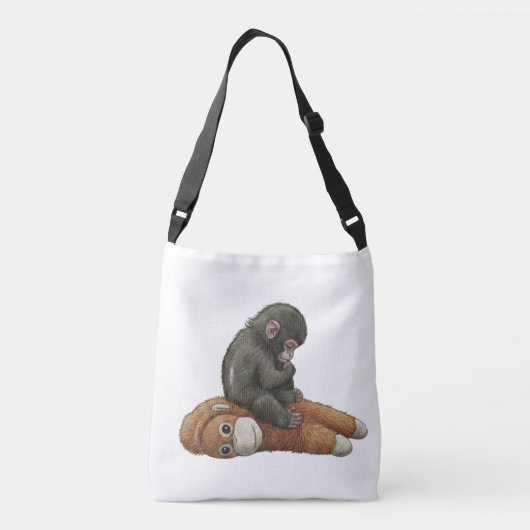 Monkey Punch, Baby Monkey Orangutan Hug  Crossbody Tas (Achterkant)