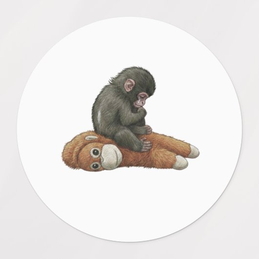Monkey Punch, Baby Monkey Orangutan Hug  Labels (Design 1)