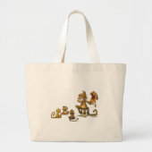 Monkey Puppet Show Bag Grote Tote Bag (Voorkant)
