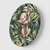 Monkey Purple Rope Green Leaves Grote Klok (Hoek)