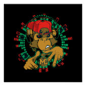 Monkey Rapper Monkey DJ kan worden gebruikt Perfect Poster (Voorkant)