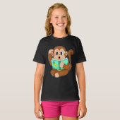 Monkey Reading Book T-shirt (Voorkant volledig)