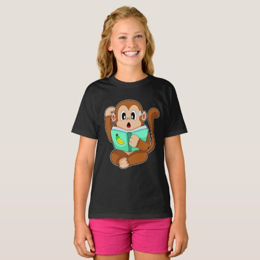 Monkey Reading Book T-shirt (Voorkant volledig)