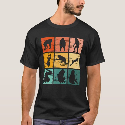 Monkey Retro Wilde Dier voor Mannen T-shirt (Voorkant)