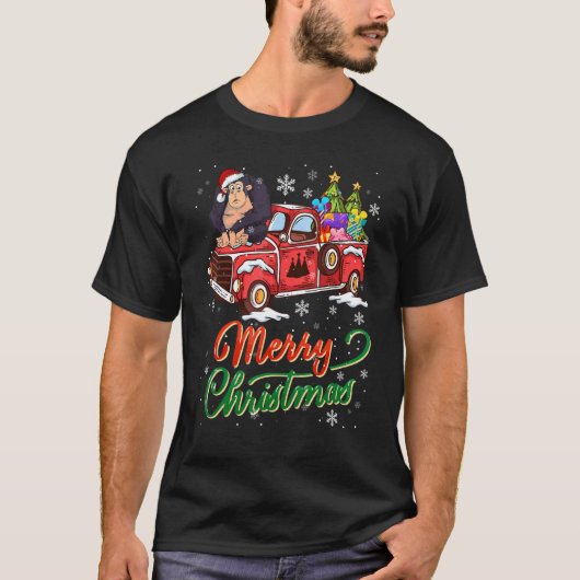 Monkey Ride Red Truck Kerstmis Pajama mas Anima T-shirt (Voorkant)