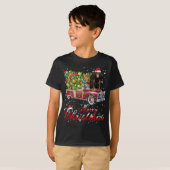 Monkey Rides Red Truck Kerstmis Pajama T-shirt (Voorkant volledig)