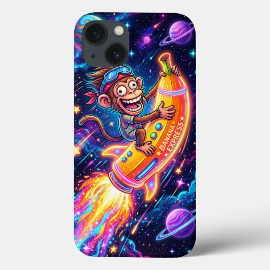 Monkey Riding a Banana Rocket Phone Case (Achterkant)