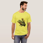 Monkey Riding Alligator - unieke dierenvriendschap T-shirt (Voorkant volledig)