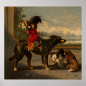Monkey Riding Dog Poster (Voorkant)