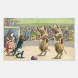 Monkey Ringmaster en Circus Pigs Rechthoekige Sticker