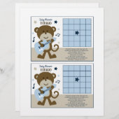 Monkey Rockerstar/Rocker "Baby shower Bingo"-blad (Voorkant / Achterkant)