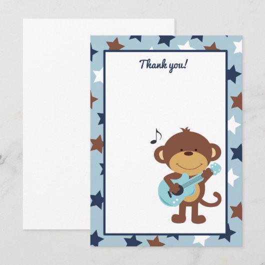 Monkey Rockstar Guitar Dank je wel Bedankkaart (Voorkant / Achterkant)