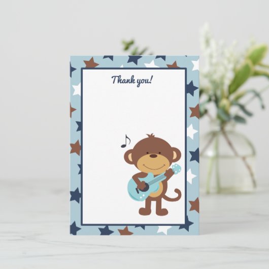 Monkey Rockstar Guitar Dank je wel Bedankkaart (Staand voorkant)
