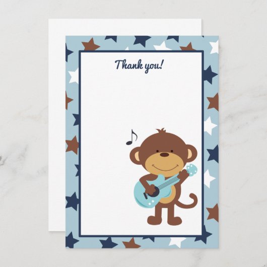 Monkey Rockstar Guitar Dank je wel Bedankkaart (Voorkant / Achterkant)