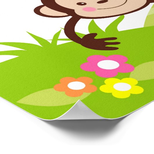 Monkey Safari Oerwoud Animal Nursery Wall Art afdr Poster (Hoek)
