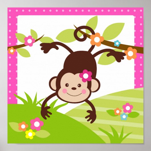 Monkey Safari Oerwoud Animal Nursery Wall Art afdr Poster (Voorkant)