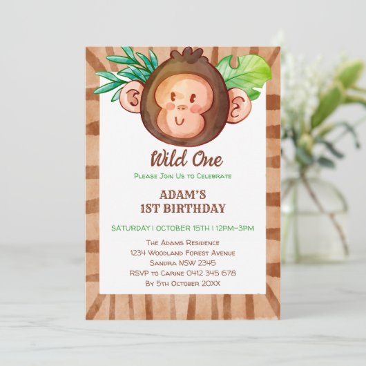 Monkey Safari Wild op een verjaardag Kaart (Staand voorkant)