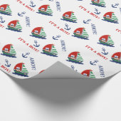 Monkey Sailboat Nautical Baby shower Cadeaupapier (Hoek)