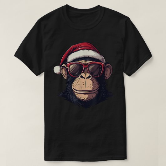 Monkey Santa Hat chimpansee Monkey Lovers Kerstmis T-shirt (Design voorkant)