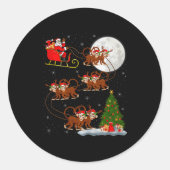 Monkey Santa Sleigh Flying Funny Magical Christmas Ronde Sticker (Voorkant)