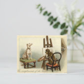 Monkey schildert een Kaart voor hondenkerst (Staand voorkant)