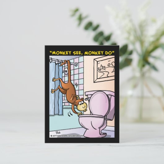 "Monkey See, aap do" Briefkaart (Staand voorkant)