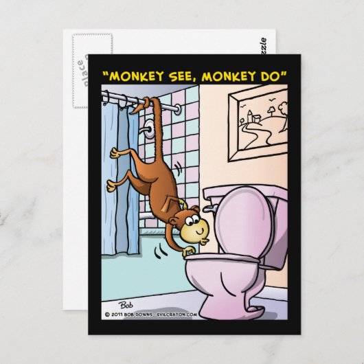 "Monkey See, aap do" Briefkaart (Voorkant / Achterkant)