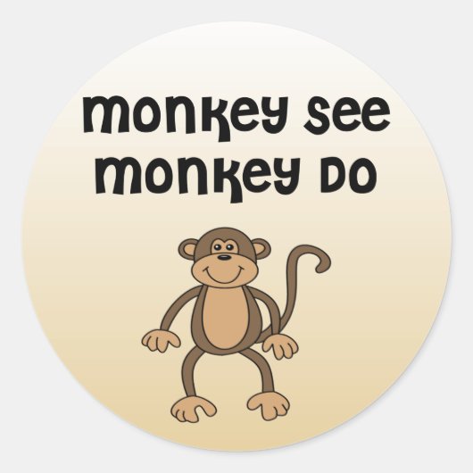 Monkey See, aap do Ronde Sticker (Voorkant)