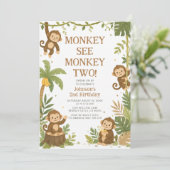 Monkey See Monkey Two Jungle 2de Verjaardag Kaart (Staand voorkant)