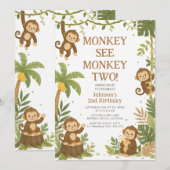 Monkey See Monkey Two Jungle 2de Verjaardag Kaart (Voorkant / Achterkant)