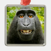 Monkey Selfie Metalen Ornament (Voorkant)