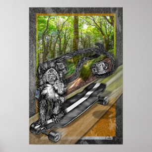 Monkey Selfie Simian Skater Camera Poster