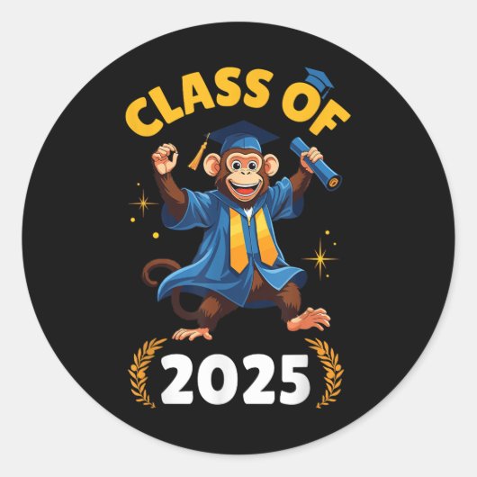 Monkey Senior CL van 2025 Afstuderen Day School Co Ronde Sticker (Voorkant)