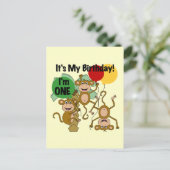 Monkey Shine 1e Verjaardag Tshirts en geschenken Briefkaart (Staand voorkant)