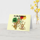 Monkey Shine 1e Verjaardag Tshirts en geschenken Kaart (Gele Bloem)
