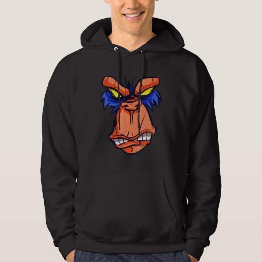 Monkey Shows Teeth Eye Evil Gorilla Hoodie (Voorkant)