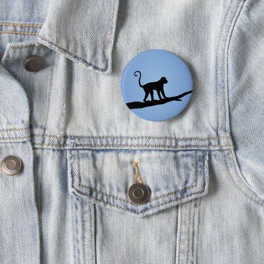 Monkey Silhouette Ronde Button 5,7 Cm (In situ)