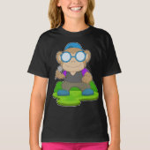 Monkey Singer Microfoon Muziek T-shirt (Voorkant)