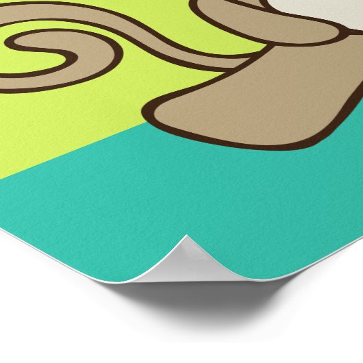 Monkey Sitting Down Cute & Kawaii Poster (Hoek)