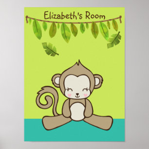 Monkey Sitting Down Cute & Kawaii Poster